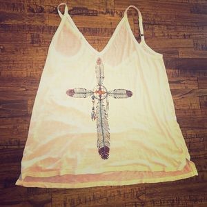 White graphic tank top